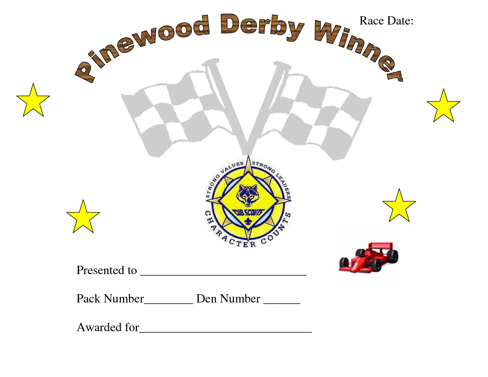 Pin On Cub Scouts Intended For Pinewood Derby Certificate Template