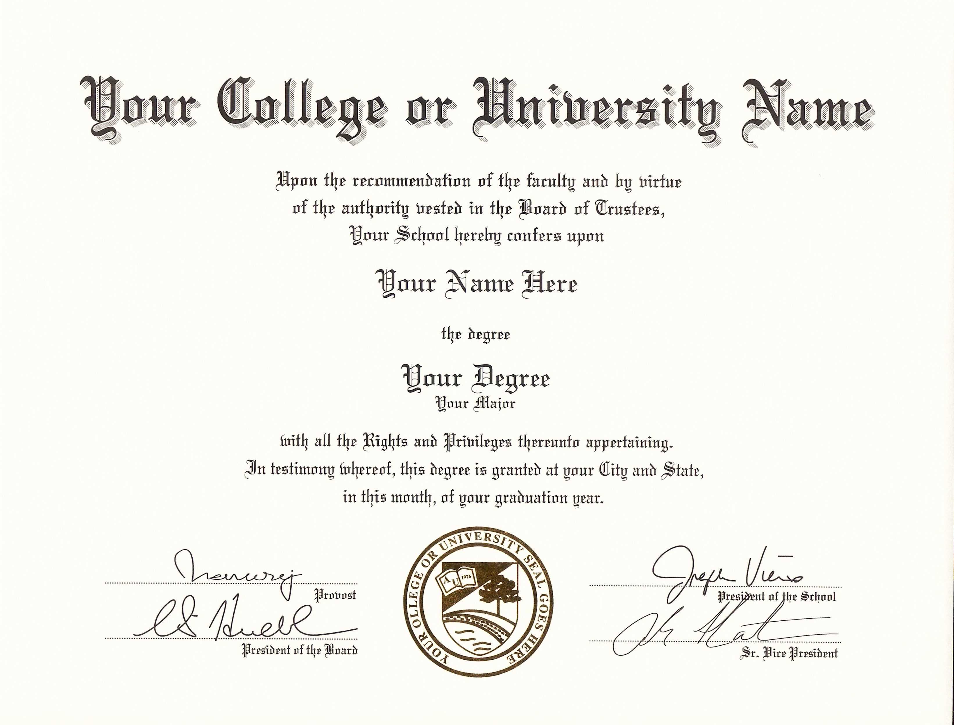 Printable Fake Degree Certificate Customize And Print