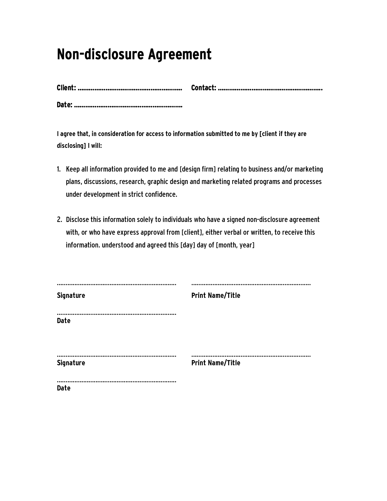 Pin On Non Disclosure Agreement Template Nda Inside Nda Template Word 