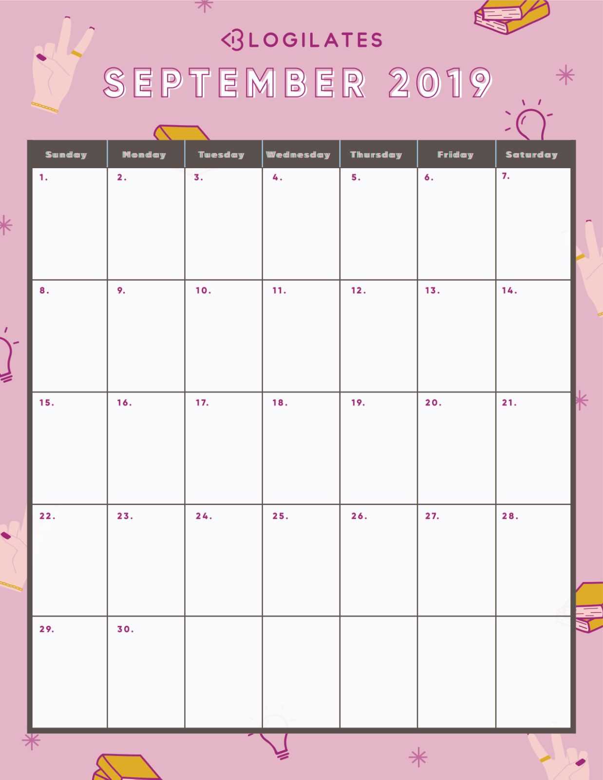 Pin On Printable Monthly Calendar Templates Inside Blank Calendar Template For Kids