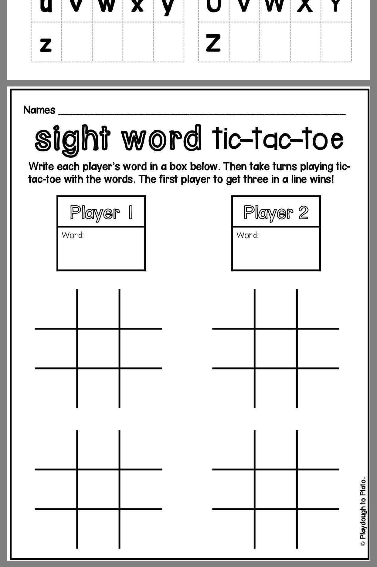 Pin On Sight Words Inside Tic Tac Toe Template Word