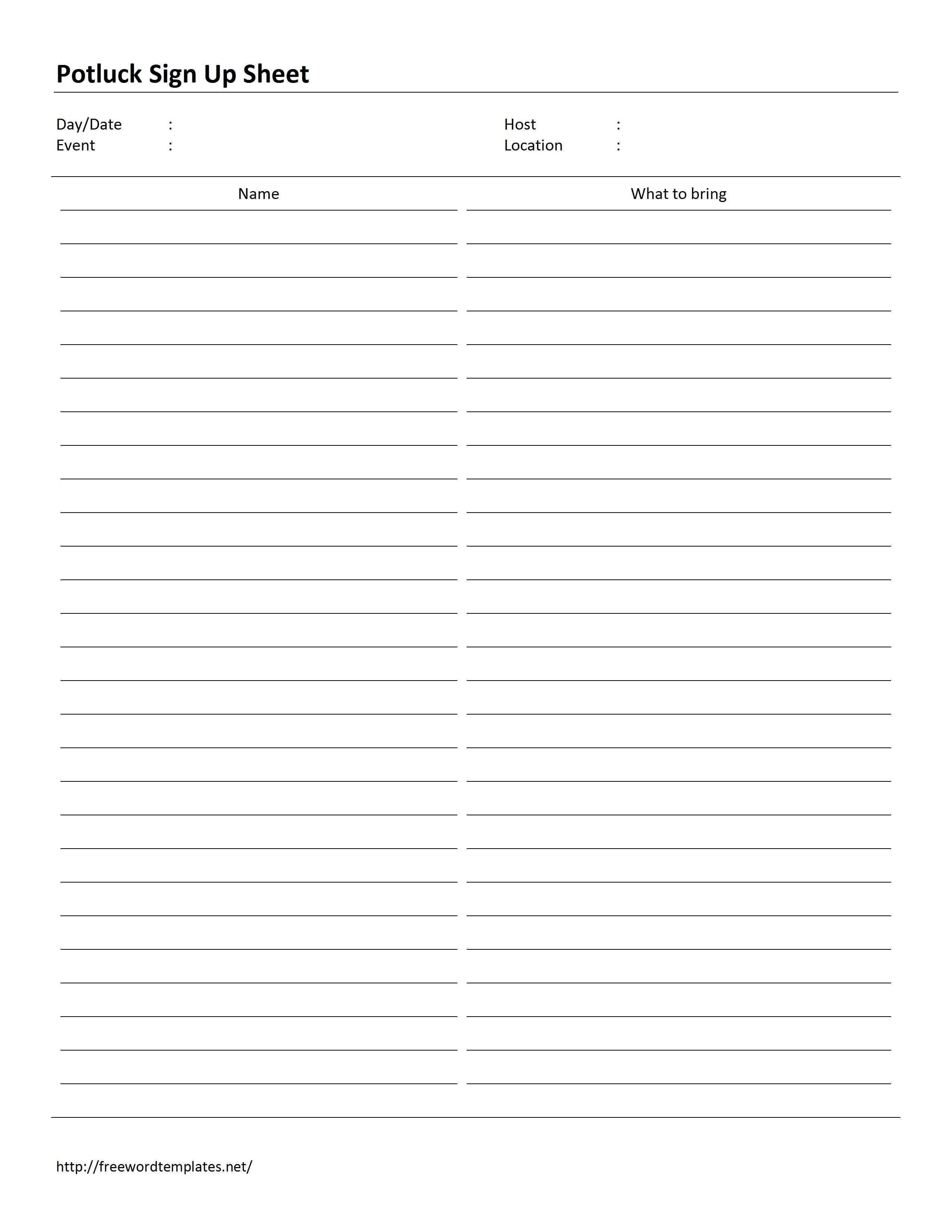 Pinchris Smith On Grandmachrisee's | Sign Up Sheets Inside Potluck Signup Sheet Template Word