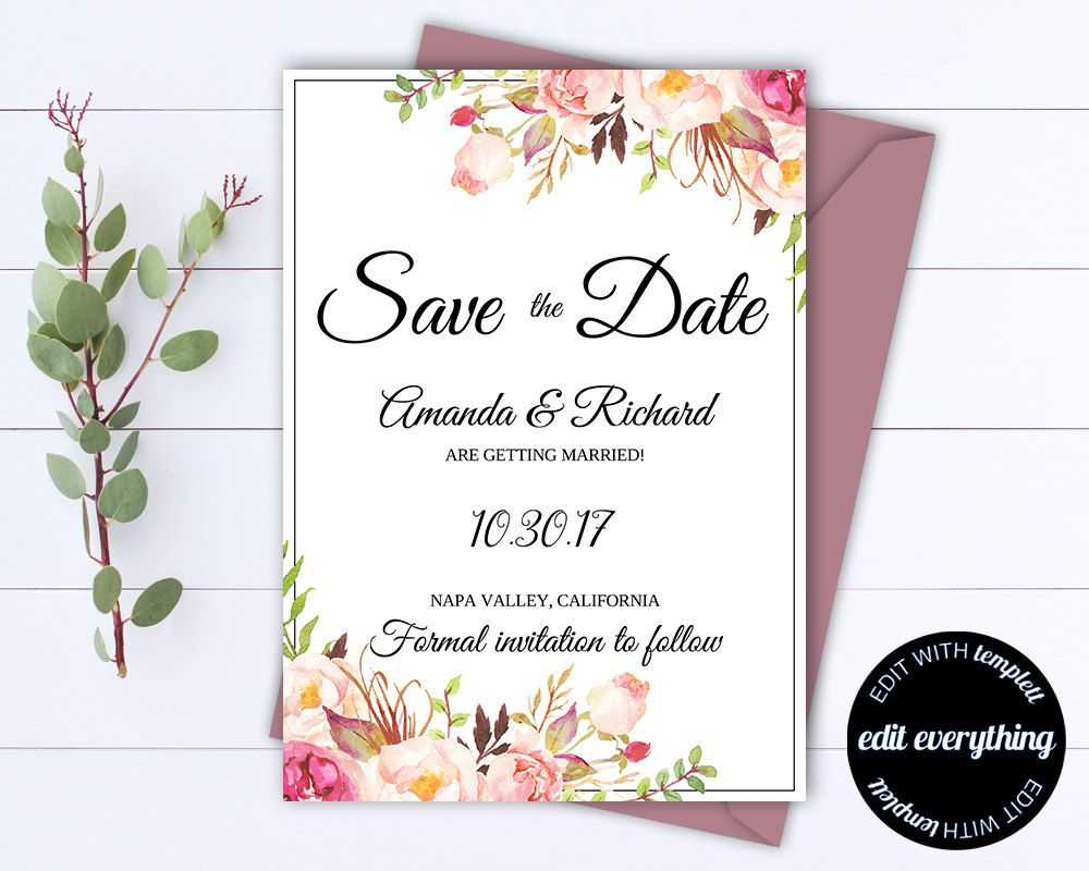Pink Floral Save The Date Wedding Template Pink Floral Save Inside Save The Date Cards Templates