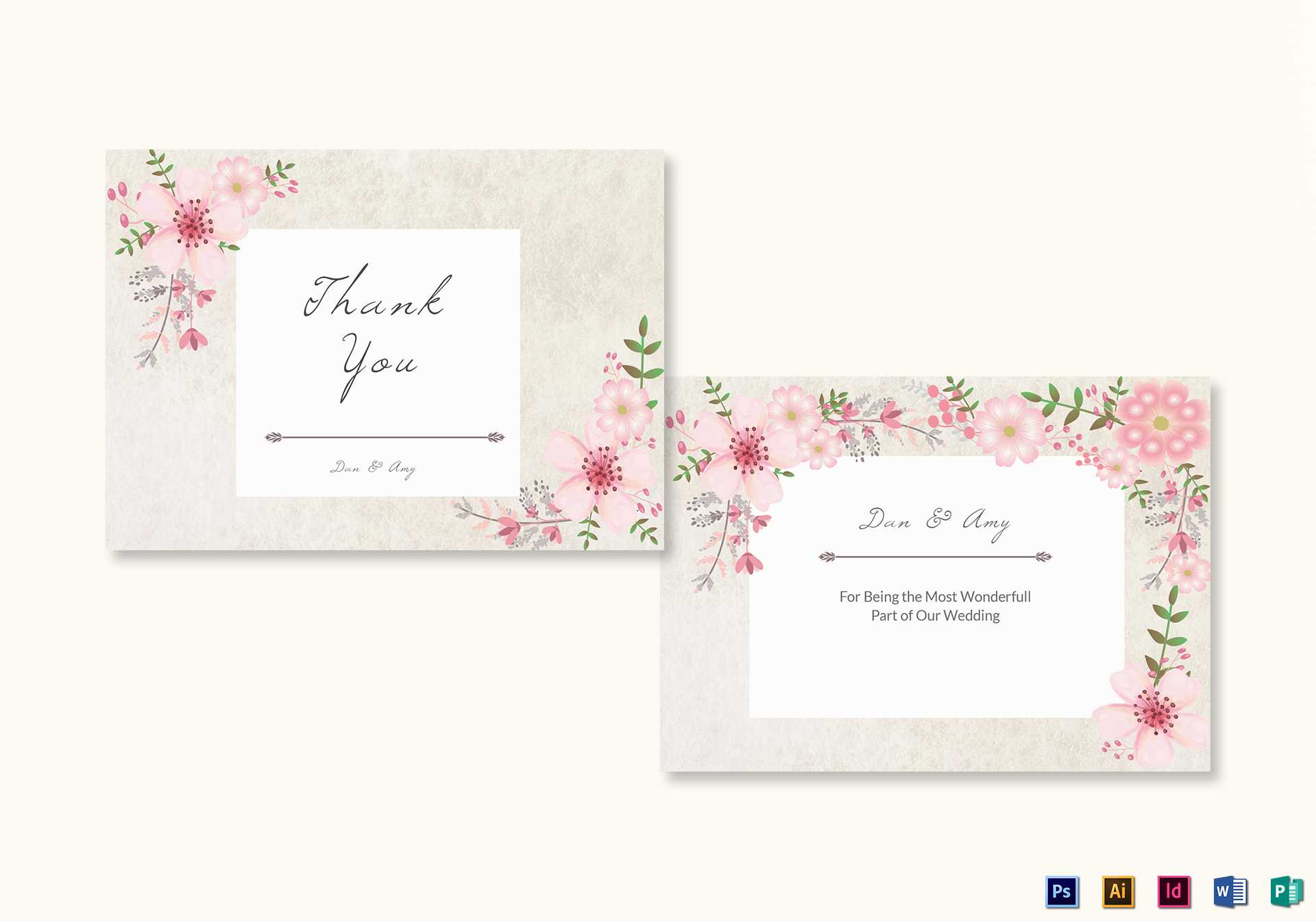 Pink Floral Thank You Card Template Within Thank You Card Template Word