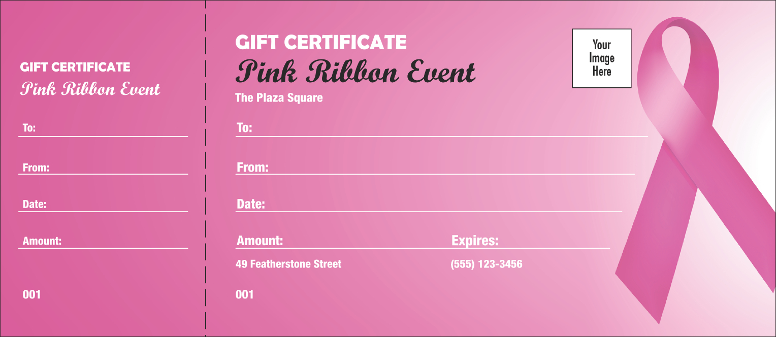 Pink Ribbon Gift Certificate With Regard To Pink Gift Certificate Template