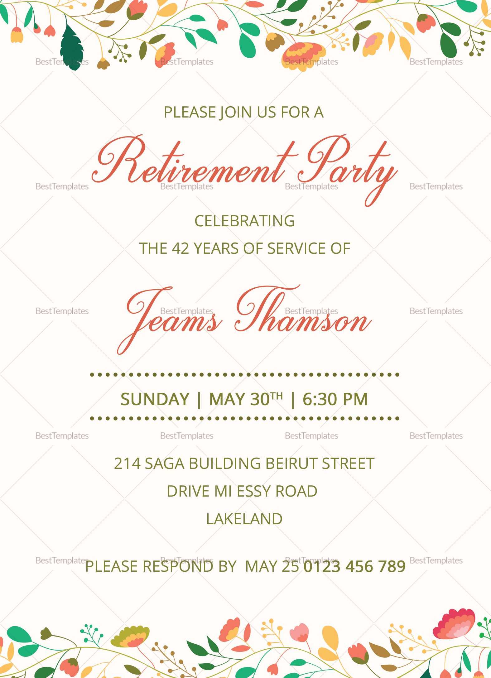 Pinm Haseem On Download | Retirement Party Invitations Regarding Retirement Card Template