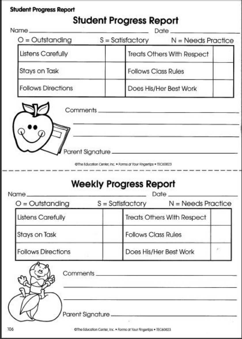 Pinolivia Rhea On T E A C H I N G: | Progress Report With Educational Progress Report Template