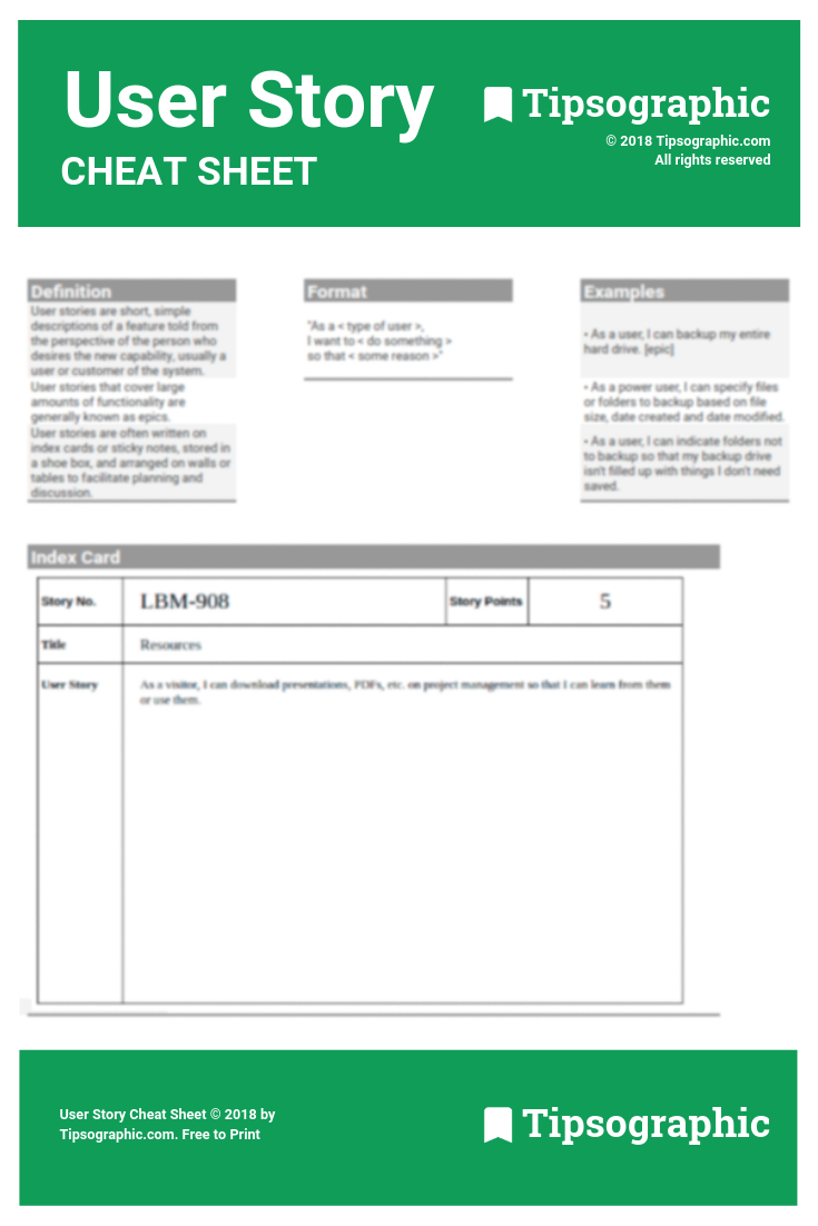 Pintipsographic On Project Management | User Story For Agile Story Card Template