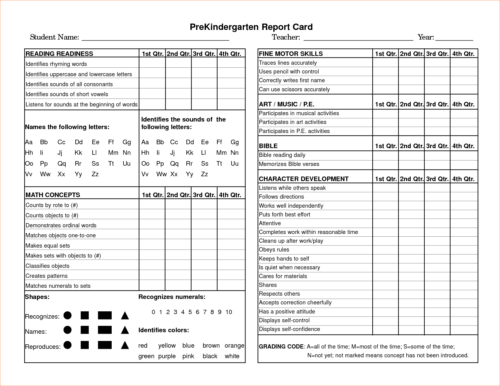 Pinvanessa Semrau On Beginning Of The Year For Character Report Card Template