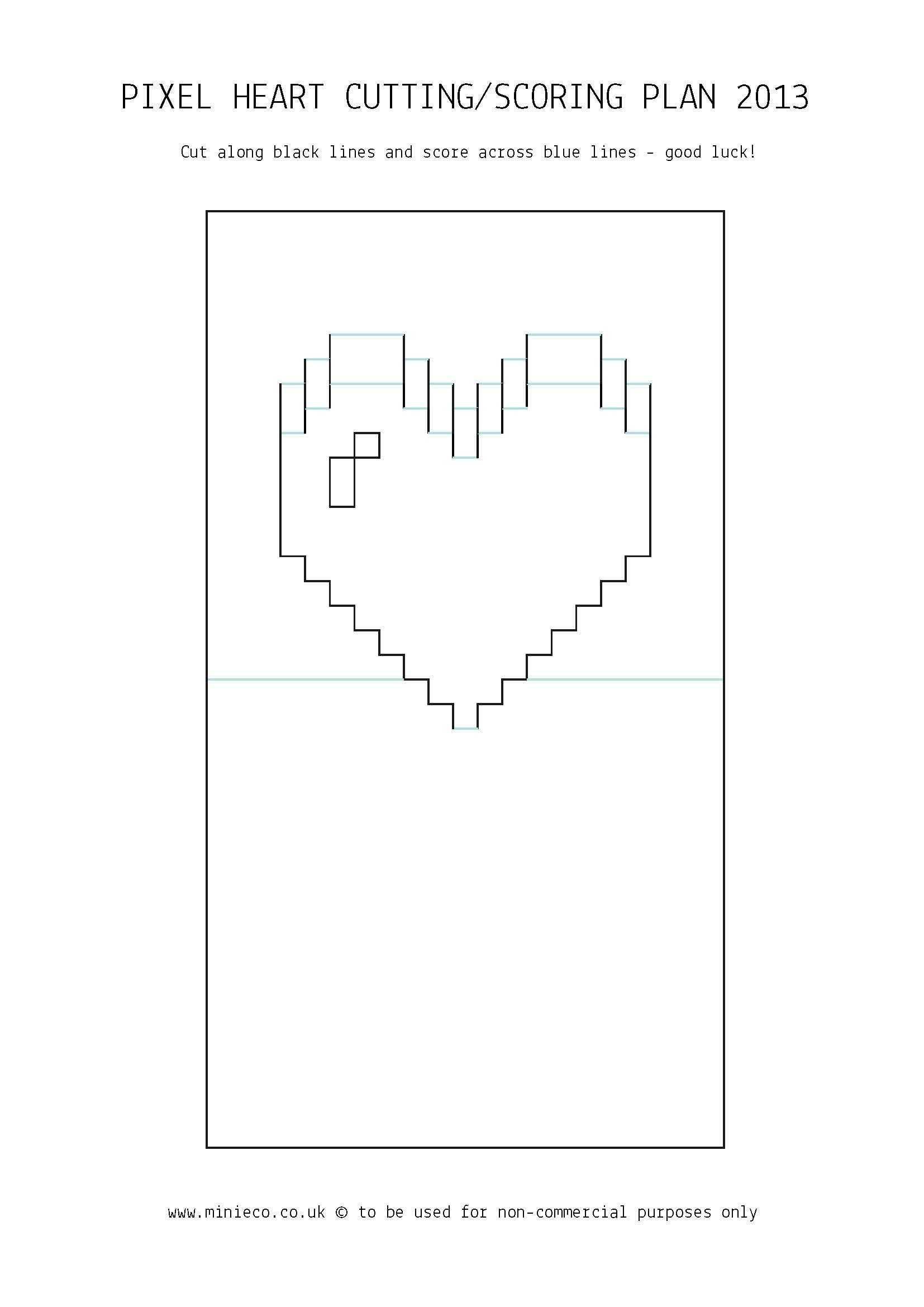 Pixel Heart Pop Up Card | Pop Up Card Templates, Heart Pop In Pop Out Heart Card Template