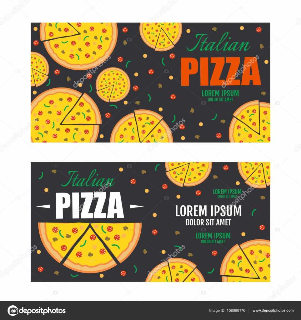 Pizza Flyer Vector Template. Two Pizza Banners. Gift Voucher Inside Pizza Gift Certificate Template