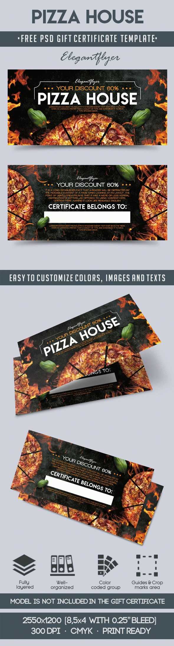 Pizza House – Free Gift Certificate Psd Template Regarding Pizza Gift Certificate Template