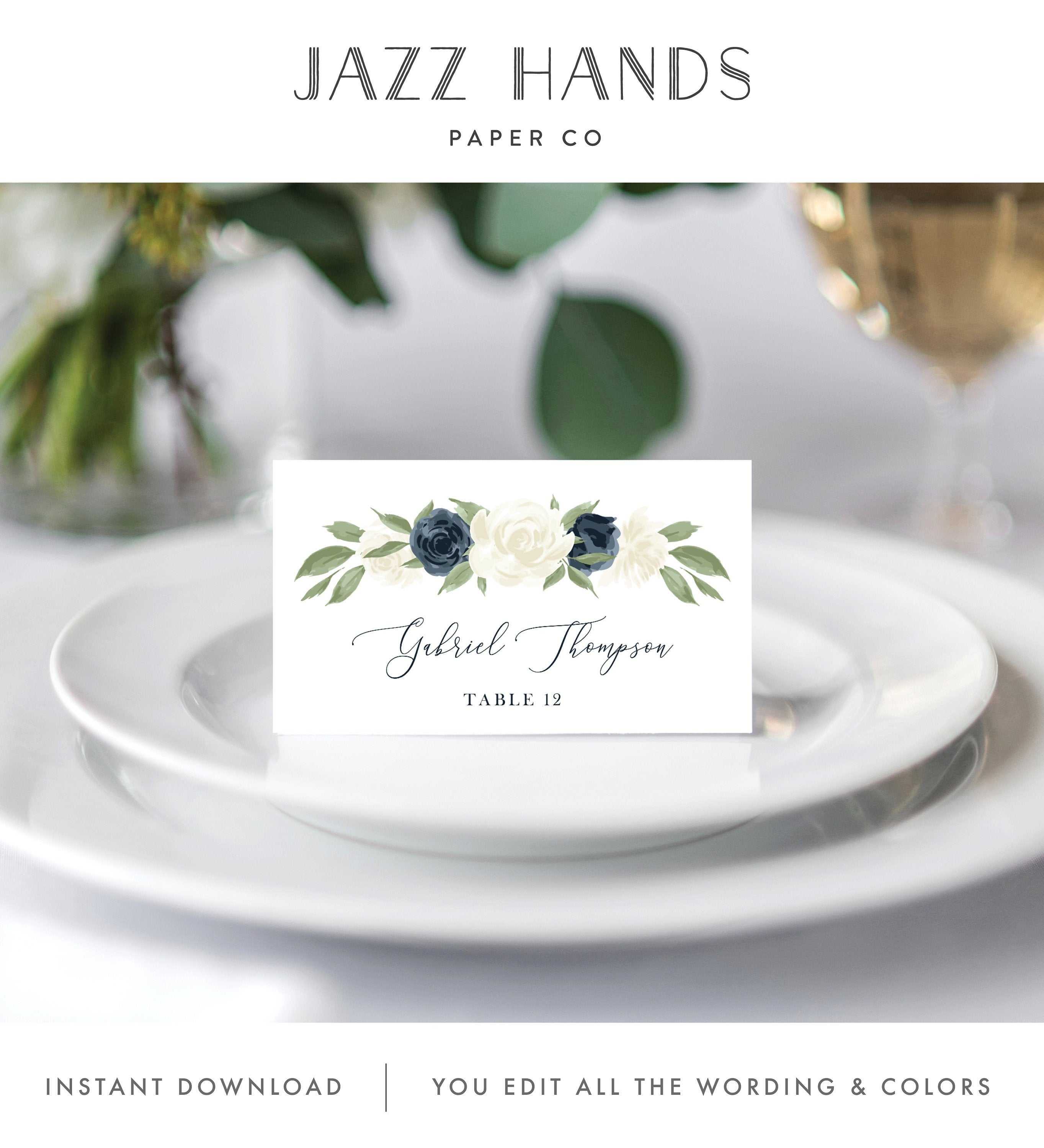 Place Card Template, Escort Card Template, Printable Wedding In Place Card Setting Template