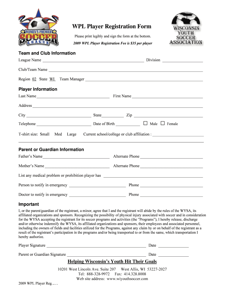 Player Registration Form Template Word – Fill Online Intended For Camp Registration Form Template Word