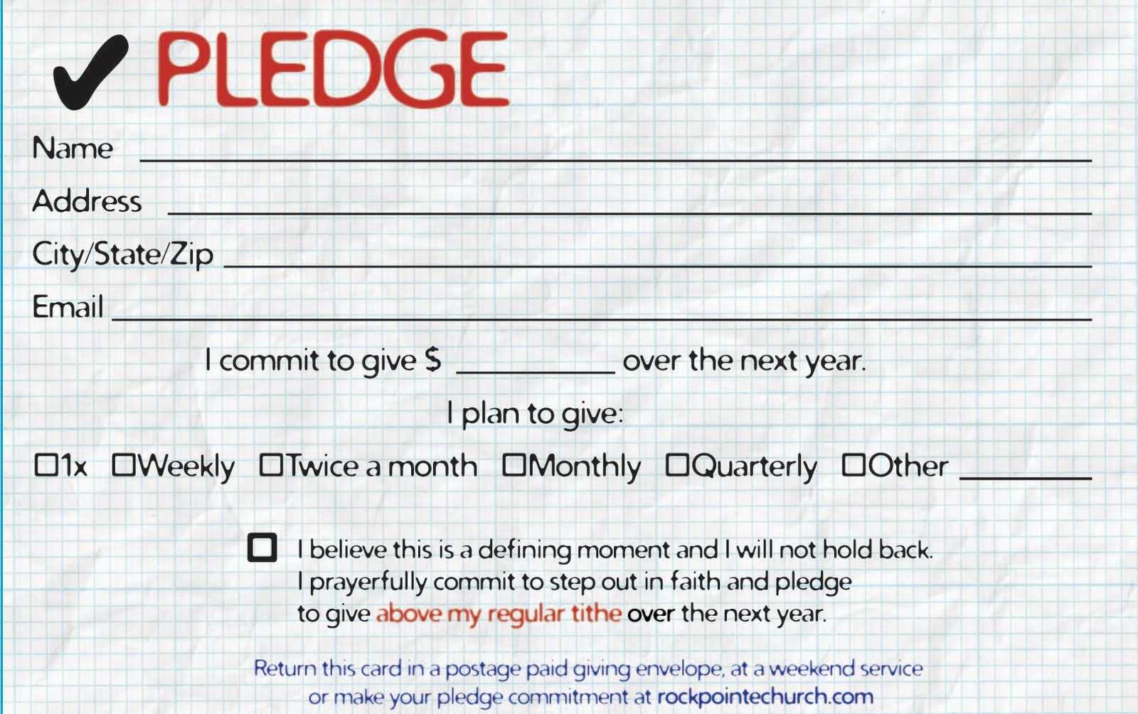 Pledge Cards For Churches | Pledge Card Templates | My Stuff Intended For Donation Cards Template
