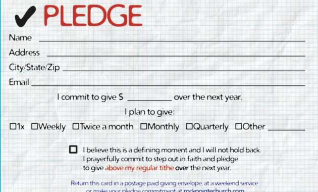 Pledge Cards For Churches | Pledge Card Templates | My Stuff intended for Fundraising Pledge Card Template