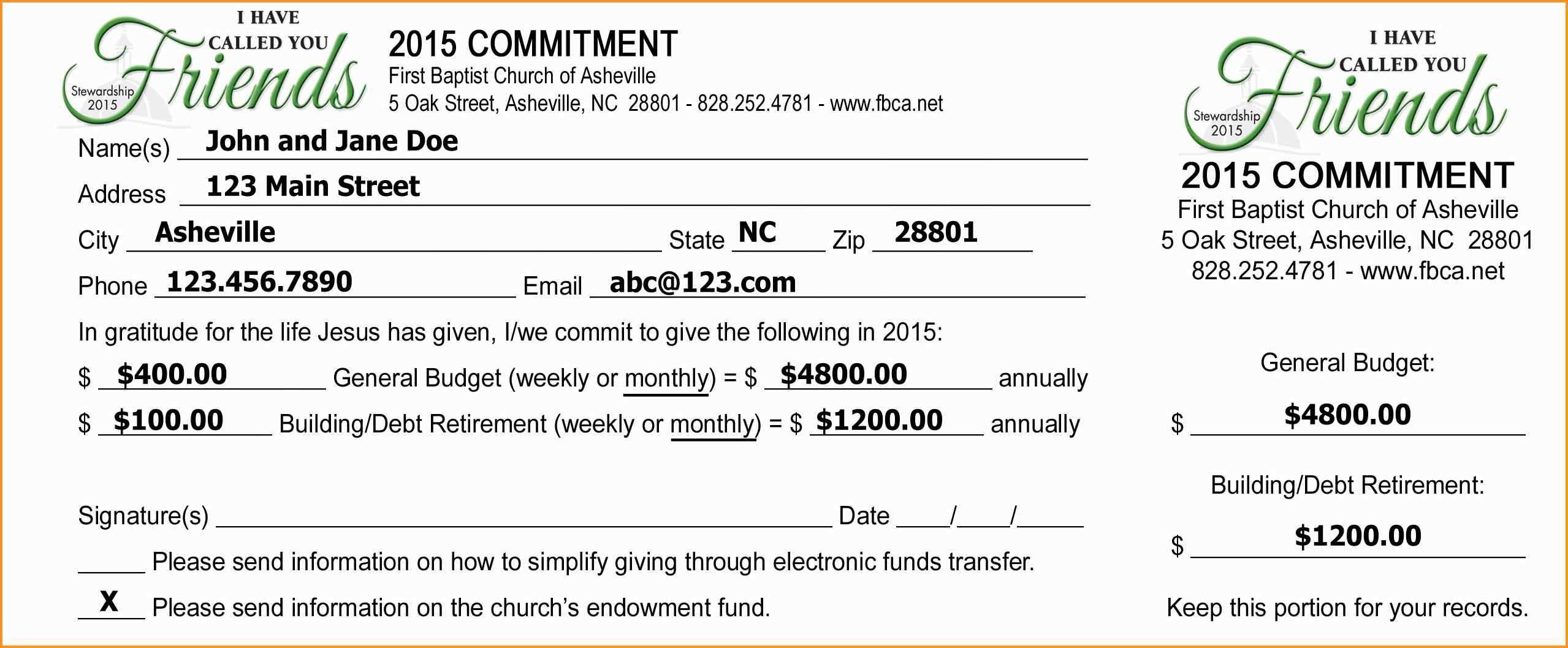 Pledge Cards Template Free Card Donation Excel Templates For With Regard To Church Pledge Card Template