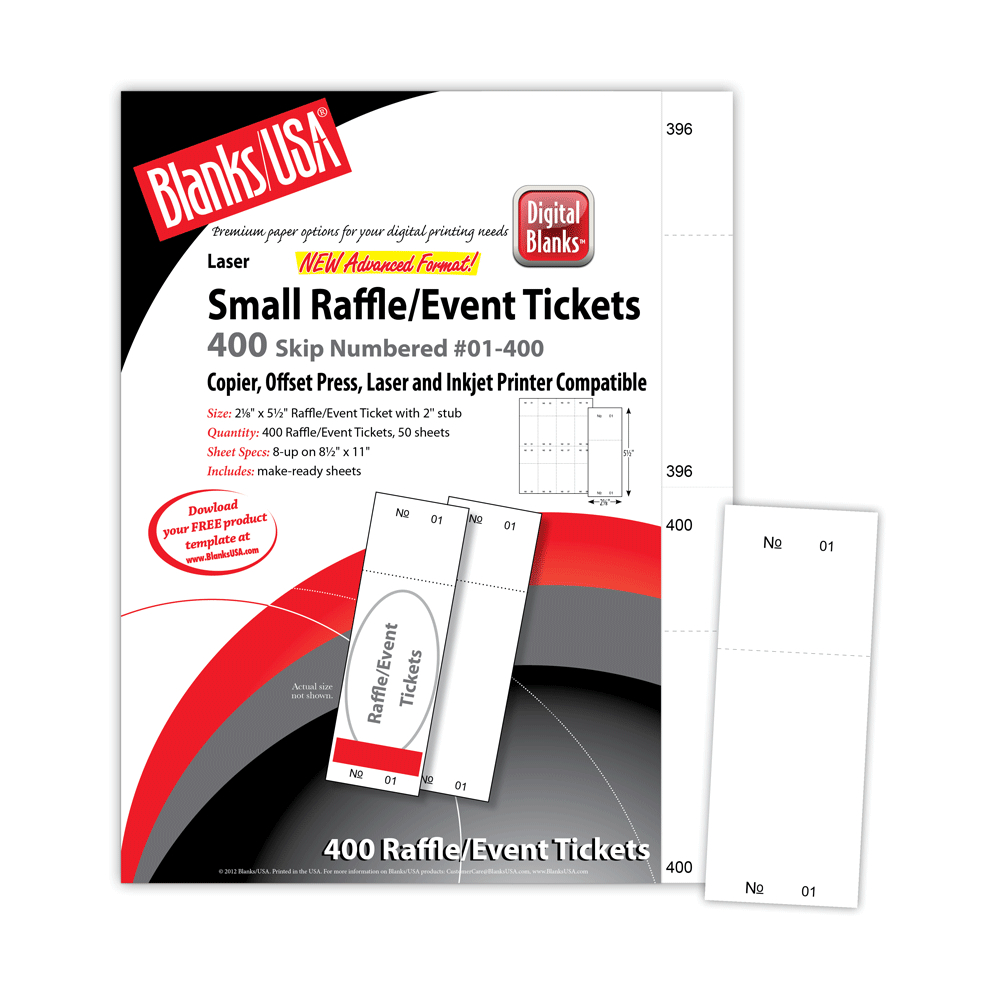 Pm Sku: Lts805B6Wh) – Raffle Tickets, Numbered, White, 2 1/8 Inside Blanks Usa Templates