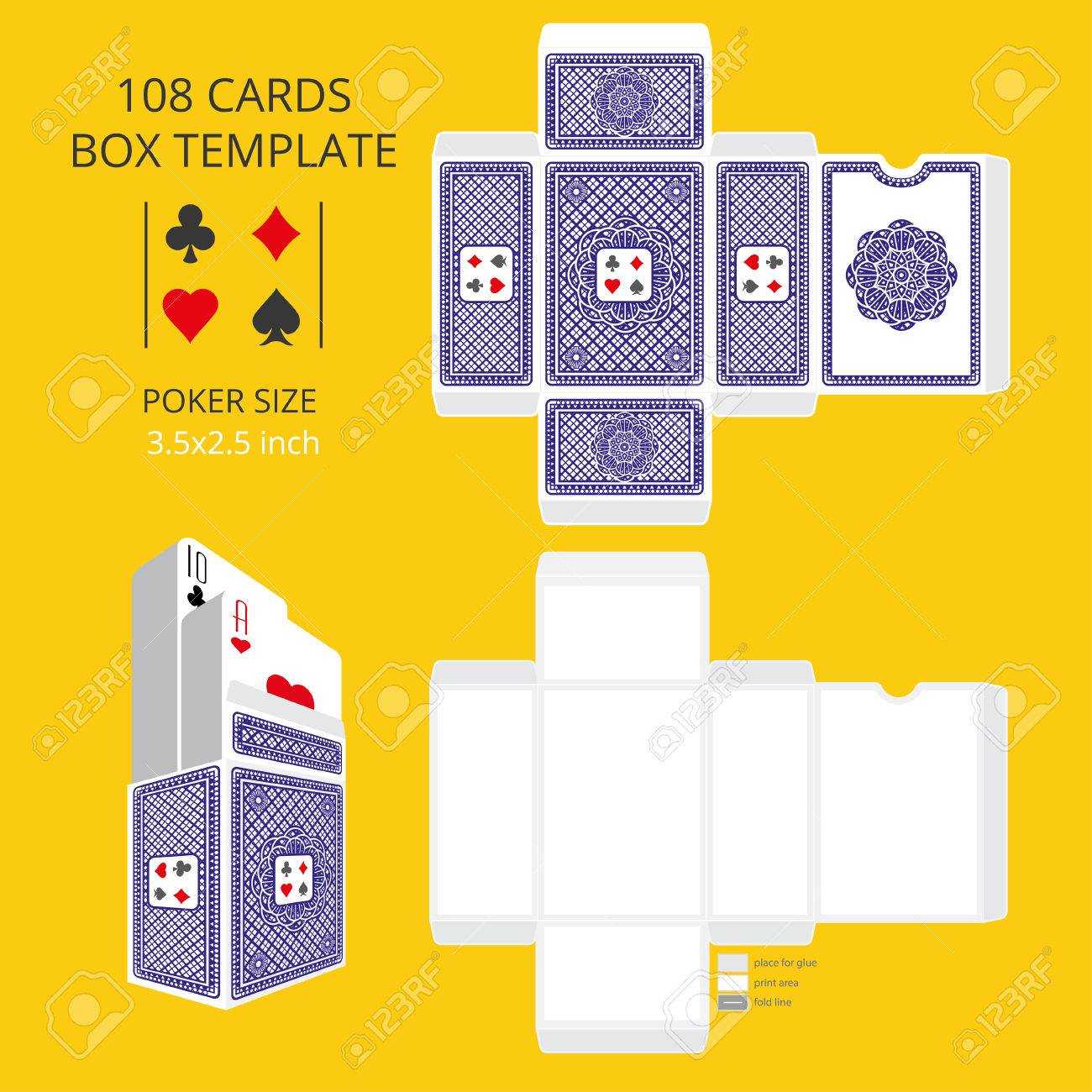 Poker Card Size Tuck Box Template.vector Illustration Ready Design.. Pertaining To Playing Card Design Template