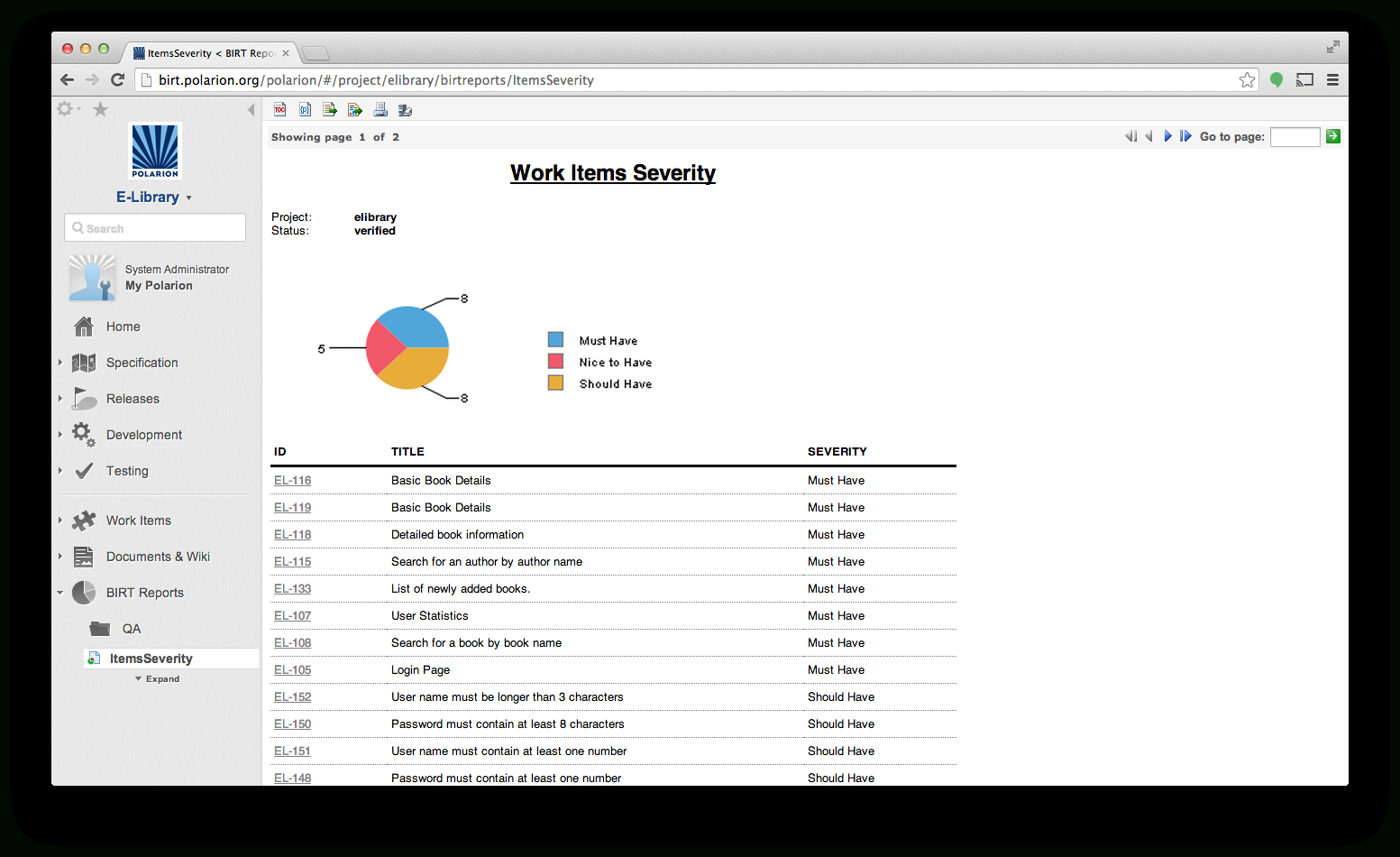 Polarion Extensions With Birt Report Templates