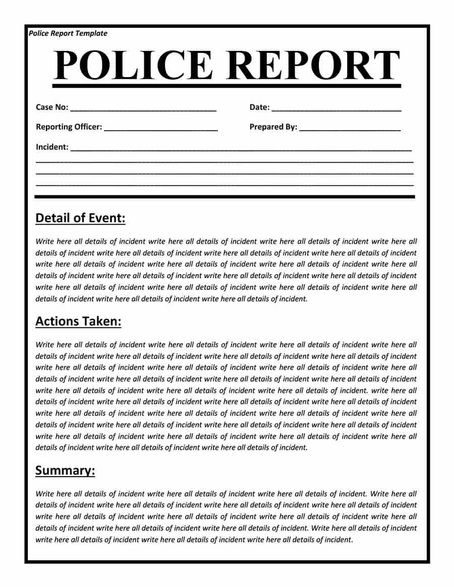 Police Report Templates – 8+ Free Blank Samples – Template Regarding Blank Police Report Template