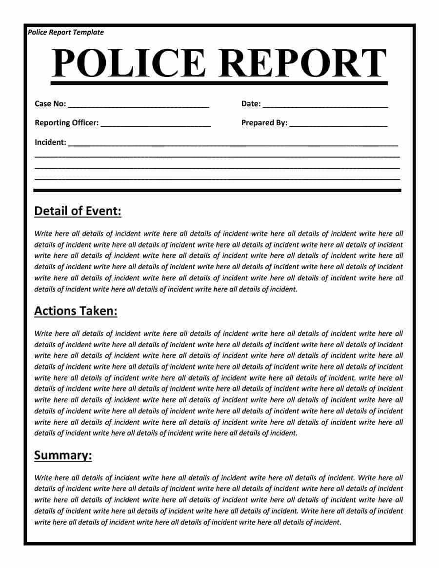 Police Report Templates – 8+ Free Blank Samples – Template Regarding Blank Police Report Template