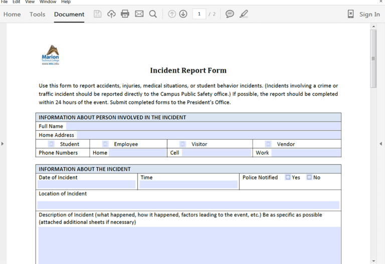 Computer Incident Report Template