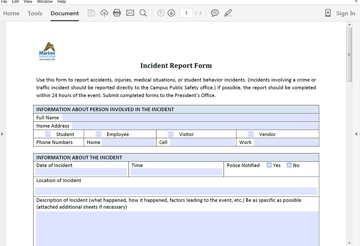 Populate Incident Reports From Salesforce | Formstack Documents In Computer Incident Report Template