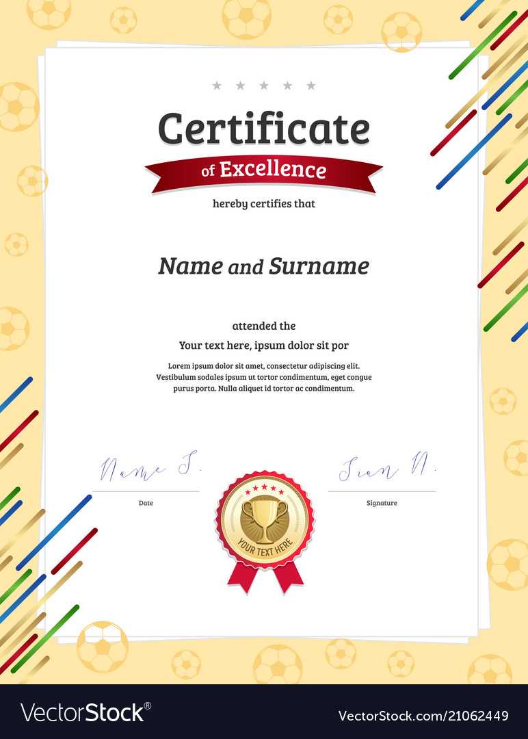 Portrait Certificate Template In Football Sport For Football Certificate Template
