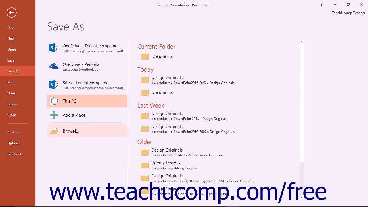 Powerpoint 2016 Tutorial Saving A Presentation Template Microsoft Training Regarding How To Save A Powerpoint Template