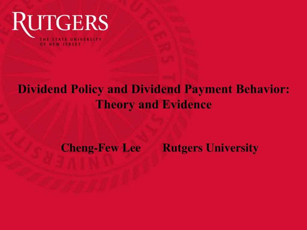 Ppt – Dividend Policy And Dividend Payment Behavior: Theory Within Rutgers Powerpoint Template