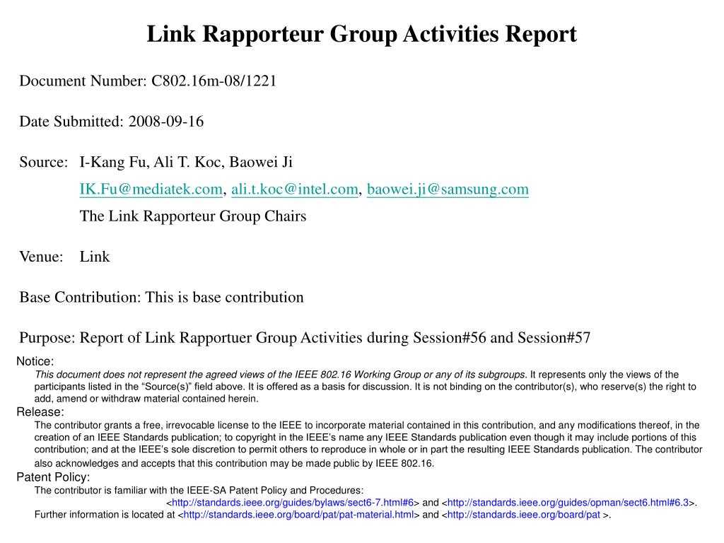 Ppt - Link Rapporteur Group Activities Report Powerpoint Intended For Rapporteur Report Template