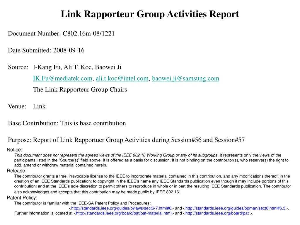 Ppt – Link Rapporteur Group Activities Report Powerpoint Intended For Rapporteur Report Template