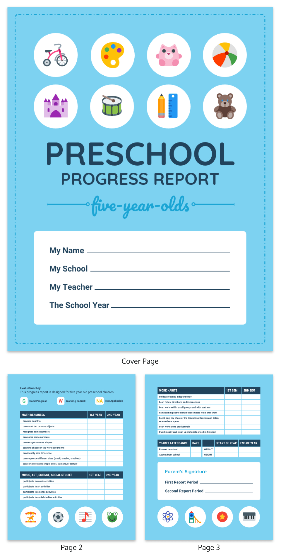 Pre K Progress Report Template – Venngage Pertaining To Preschool Weekly Report Template
