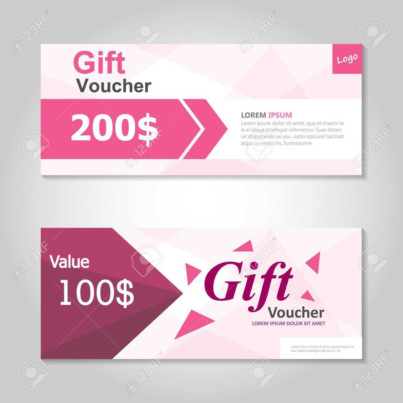 Premium Pink Gift Voucher Template Layout Design Set, Certificate.. With Regard To Pink Gift Certificate Template