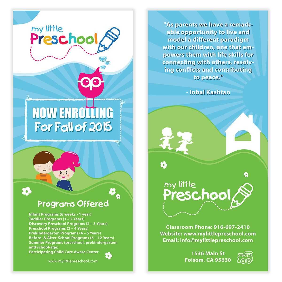 Preschool Flyer Template 06 | Chakra Posters, Flyers With Daycare Brochure Template