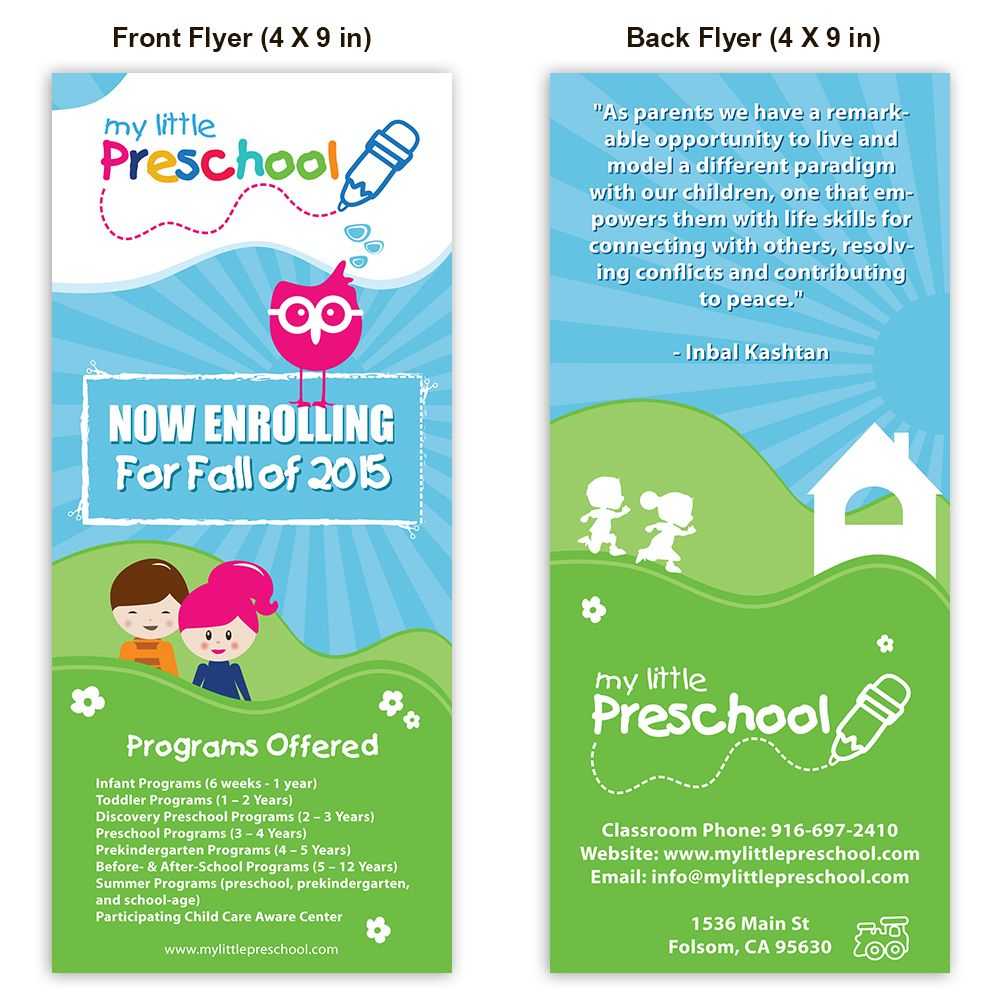 Preschool Poster Template Design | Playschool | Starting A Inside Daycare Brochure Template