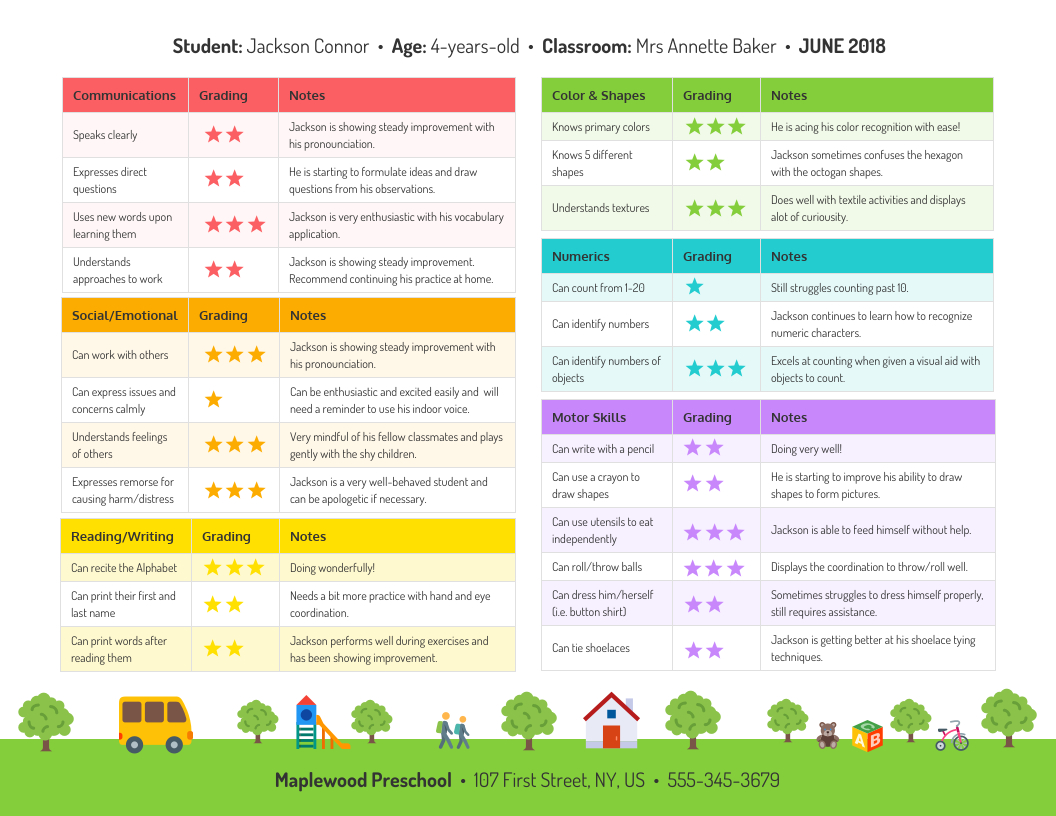 Preschool Progress Report Template – Venngage In Preschool Progress Report Template