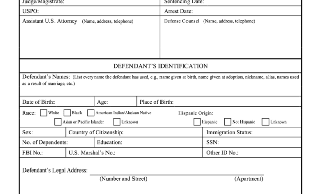 Presentence Report - Fill Online, Printable, Fillable, Blank for Presentence Investigation Report Template