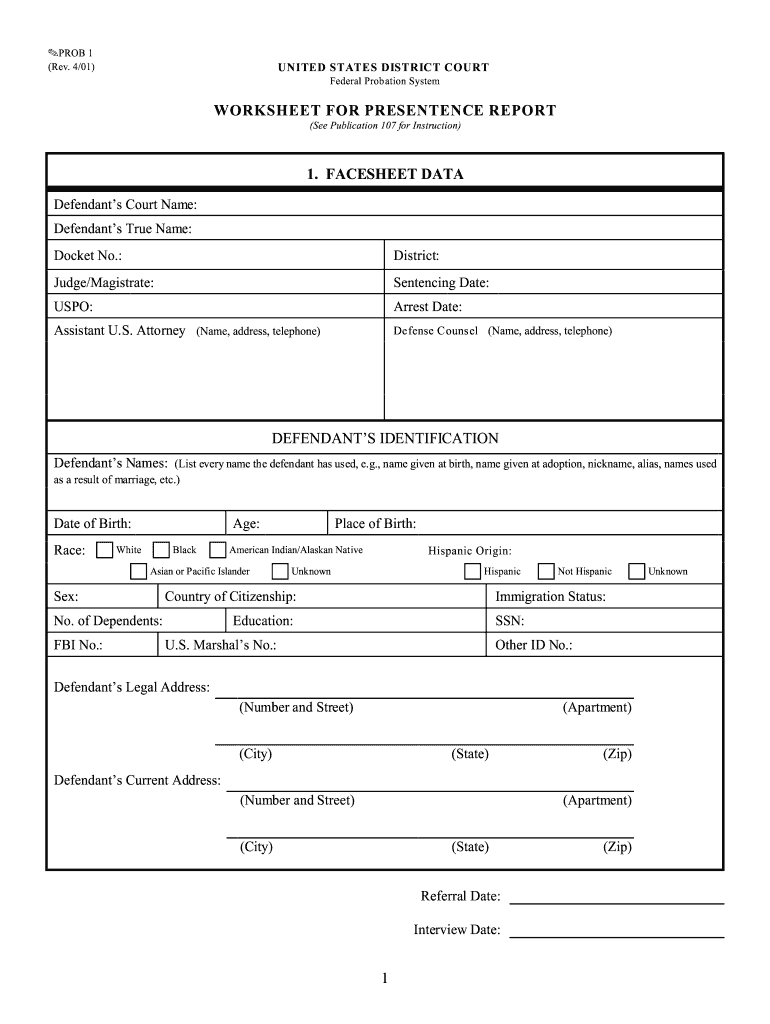 Presentence Report – Fill Online, Printable, Fillable, Blank For Presentence Investigation Report Template