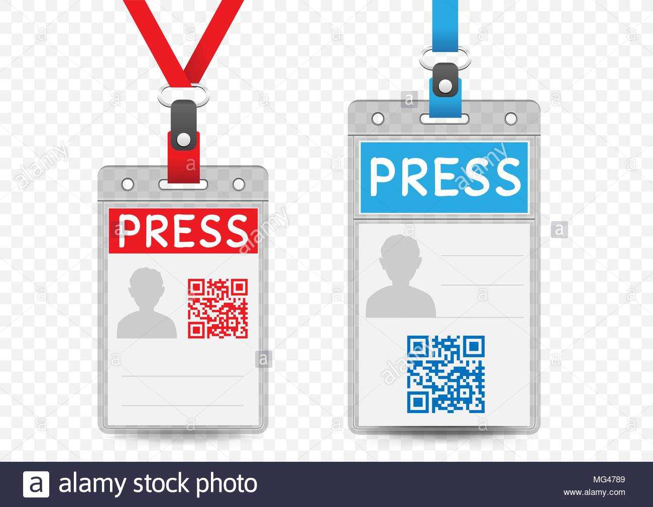 Press Journalist Vertical Badge Empty Template With Blue And Pertaining To Media Id Card Templates