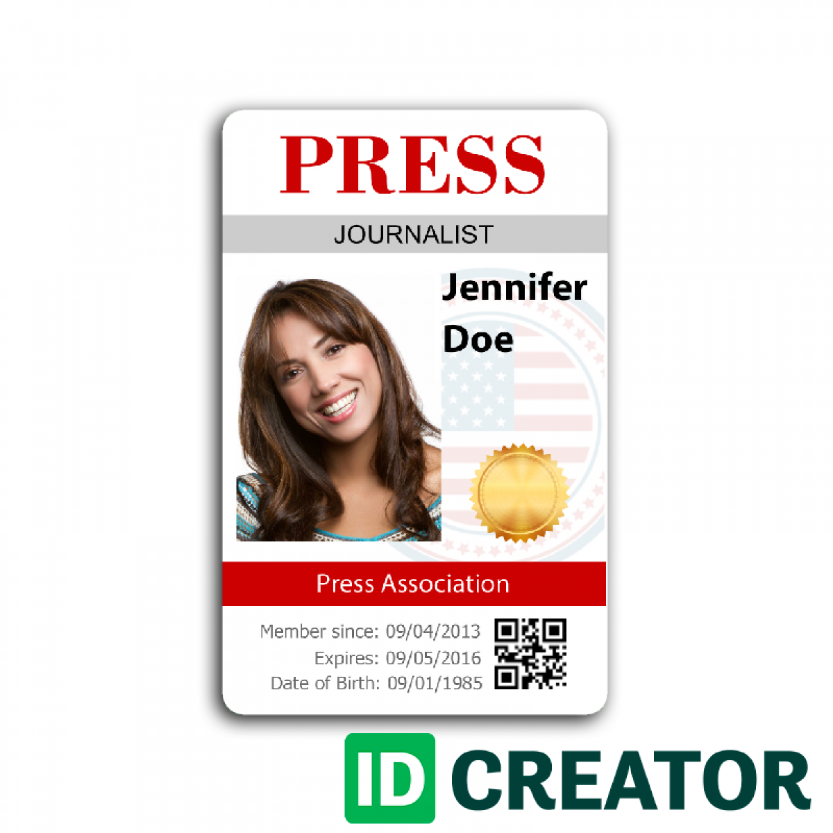 Press Pass #2 | Idcard | Id Card Template, Id Badge Maker Throughout Sample Of Id Card Template