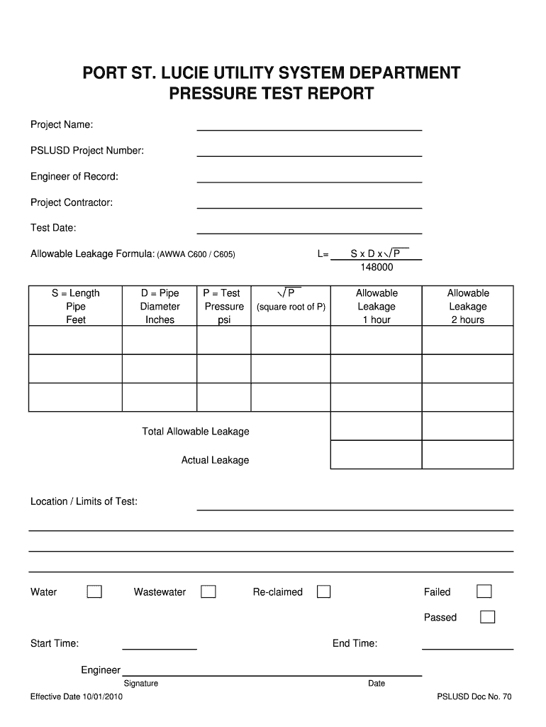 Pressure Test Format - Fill Online, Printable, Fillable With Regard To Hydrostatic Pressure Test Report Template