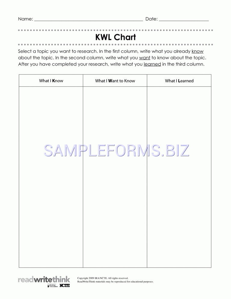 Kwl Chart Template Word Document