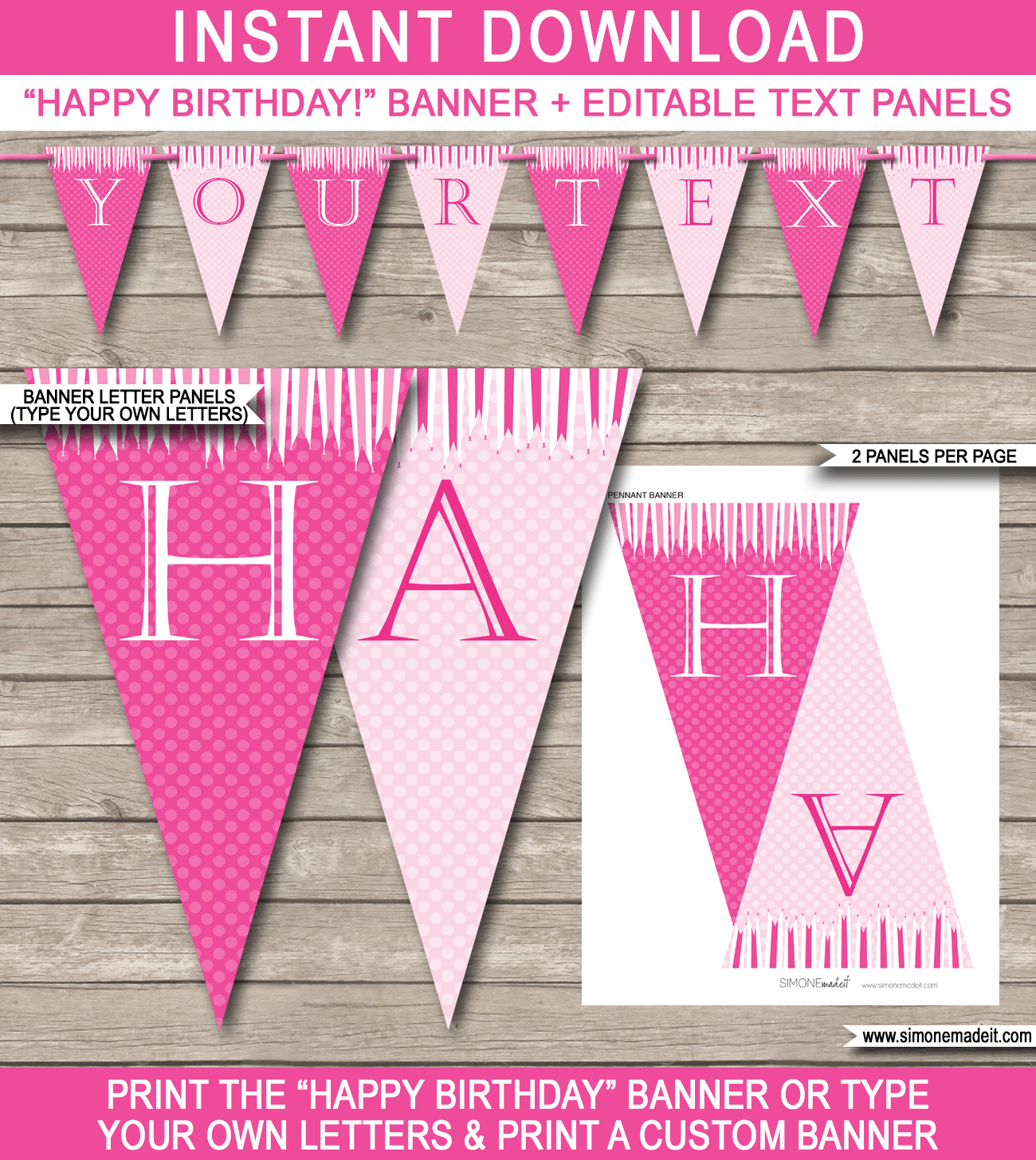 Princess Party Banner Template – Pink Throughout Diy Party Banner Template