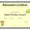Printable Achievement Certificates Kids | Hard Worker Inside Free Printable Certificate Of Achievement Template