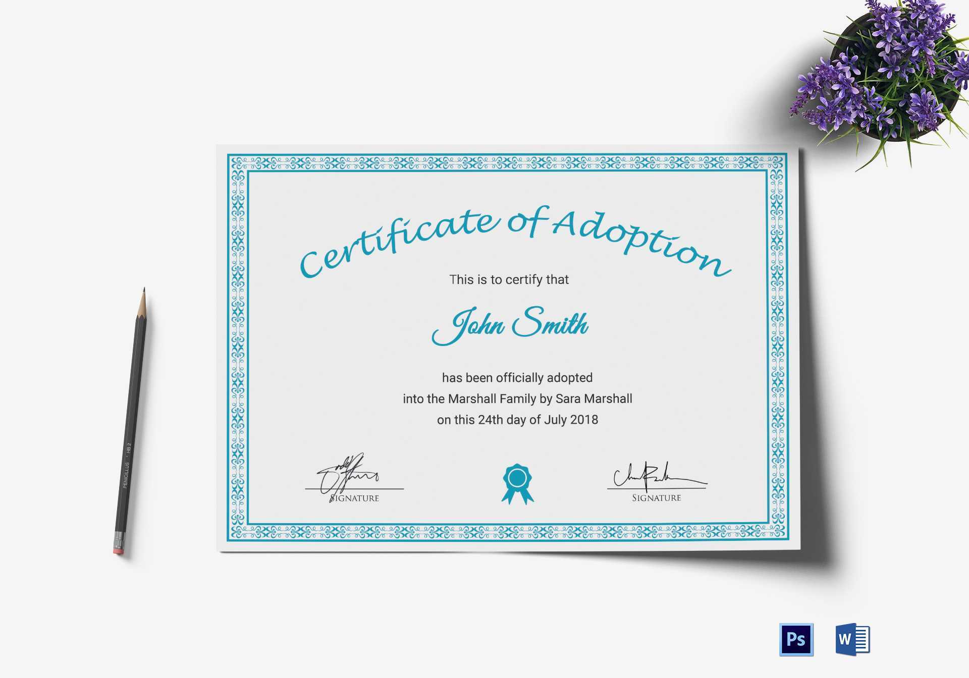 Printable Adoption Certificate Template for Blank Adoption Certificate Template Printable Adoption Certificate Template For Blank Adoption Certificate Template