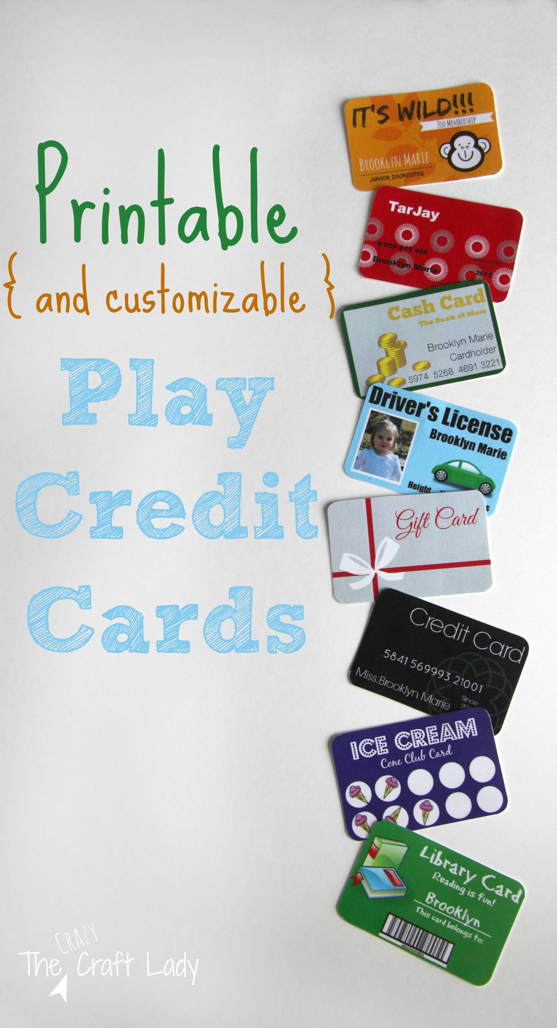 Printable (And Customizable) Play Credit Cards – The Crazy Pertaining To Credit Card Template For Kids