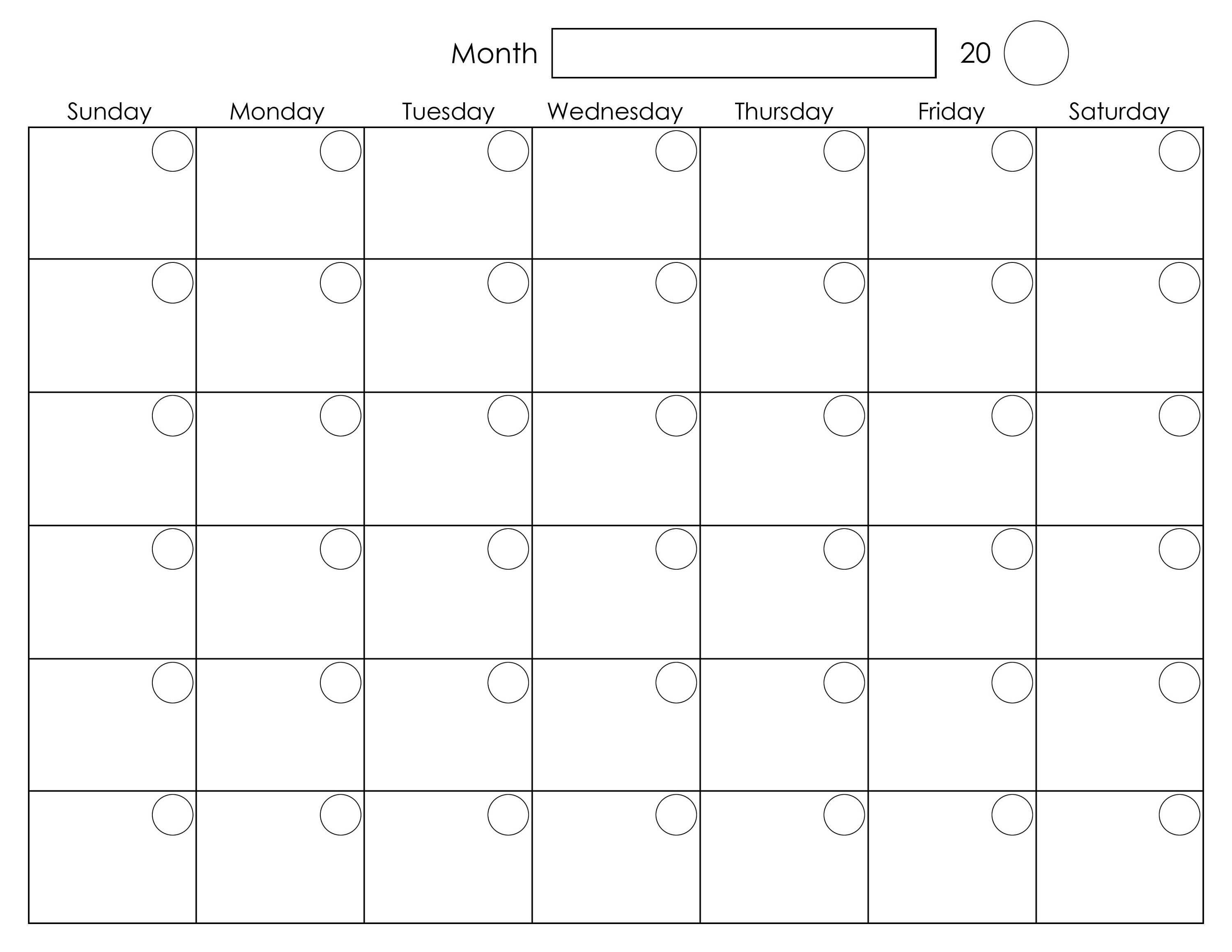 Printable Blank Monthly Calendar | Calendar Template Pertaining To Blank One Month Calendar Template
