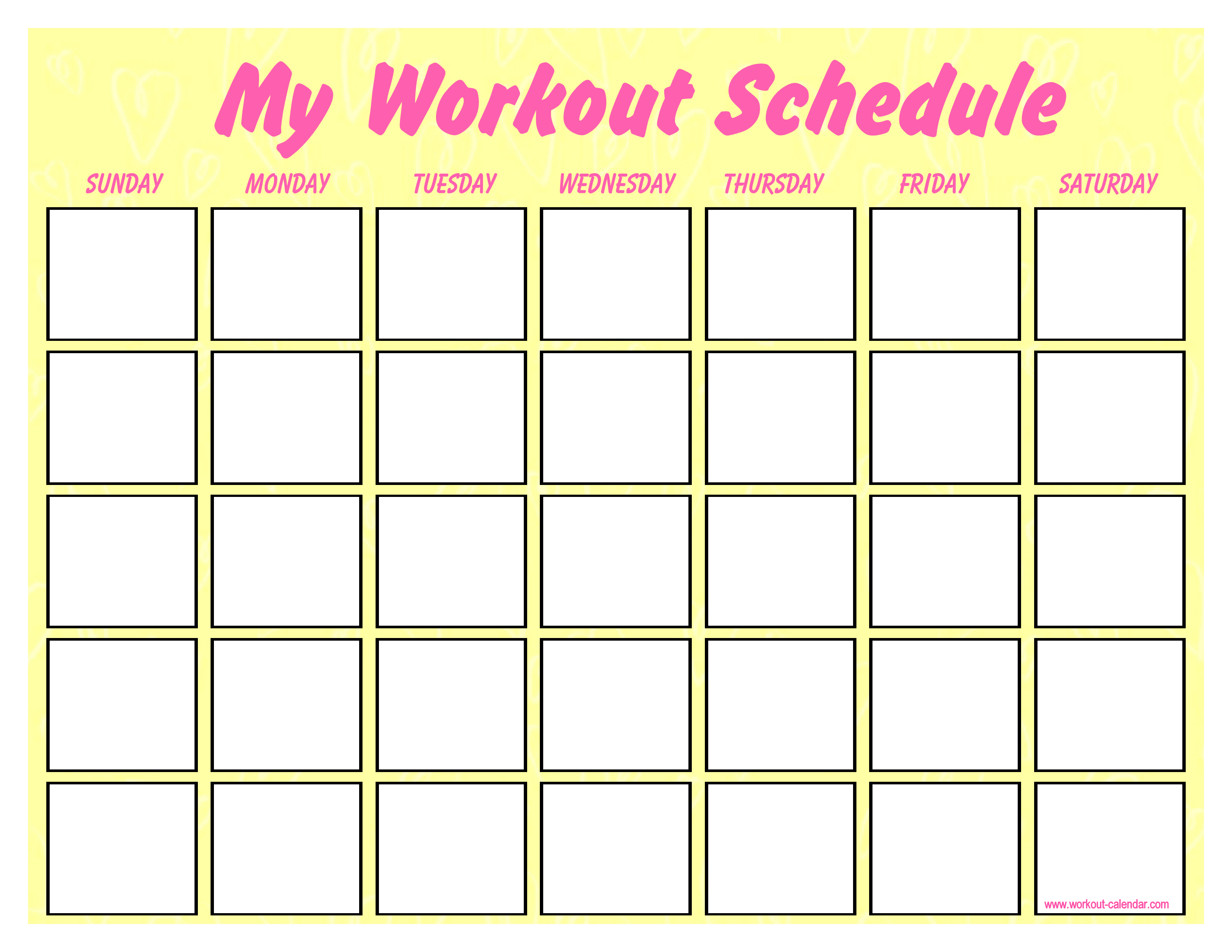 Printable Blank Workout Schedule | Templates At With Blank Workout Schedule Template